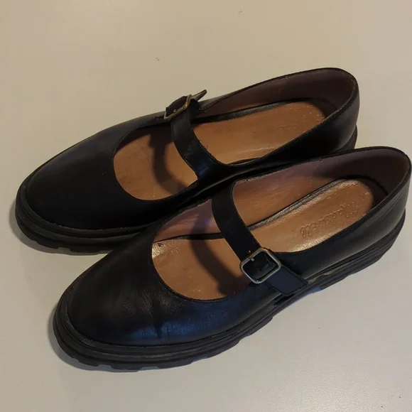 Madewell Black Leather Mary Jane Flats - Picture 2 of 8